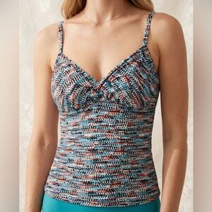 Merona Multicolor Swimwear Tank Top - Blue, Coral, Black